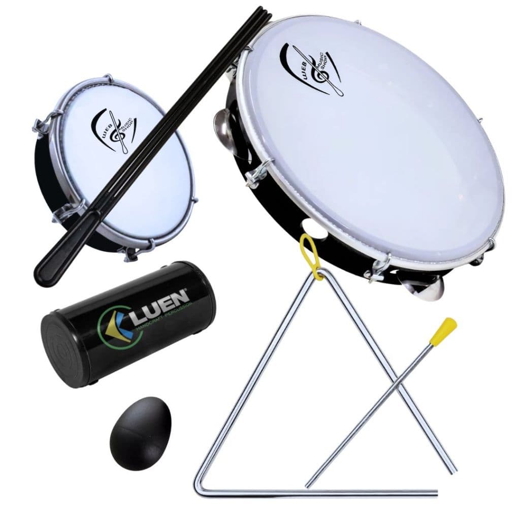 Kit com Pandeiro 10" Pele Leitosa Web Music Shop Profissional