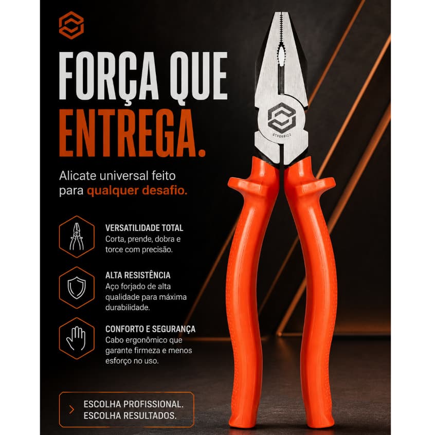 Alicate Universal BELZER SATA Universal 8 Laranja Polegadas Aço Cromo Vanádio Com Isolação 1000v