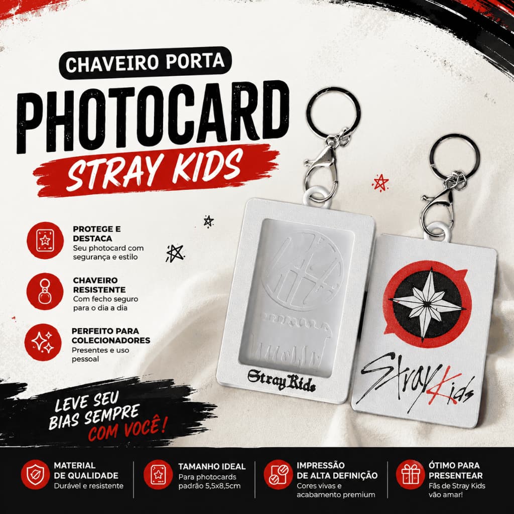 Porta Photocard Holder Chaveiro K-pop | Proteção para Photocard  | Stray Kids