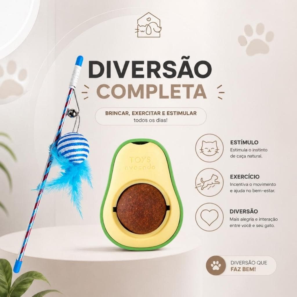 Brinquedo Para Gato Catnip Natural Varinha Interativa Kit