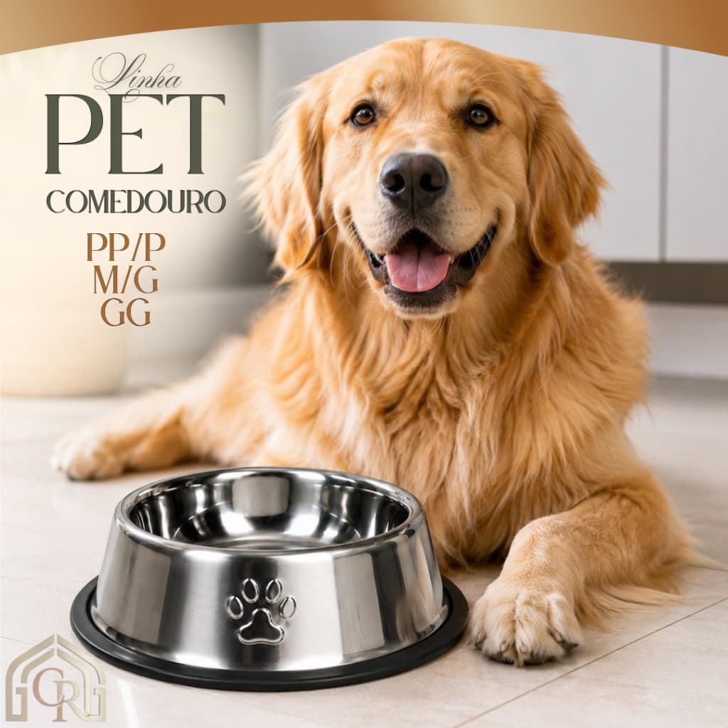 Comedouro Antiderrapante Inox PP P M G GG Seguro Resistente Gatos Cachorros