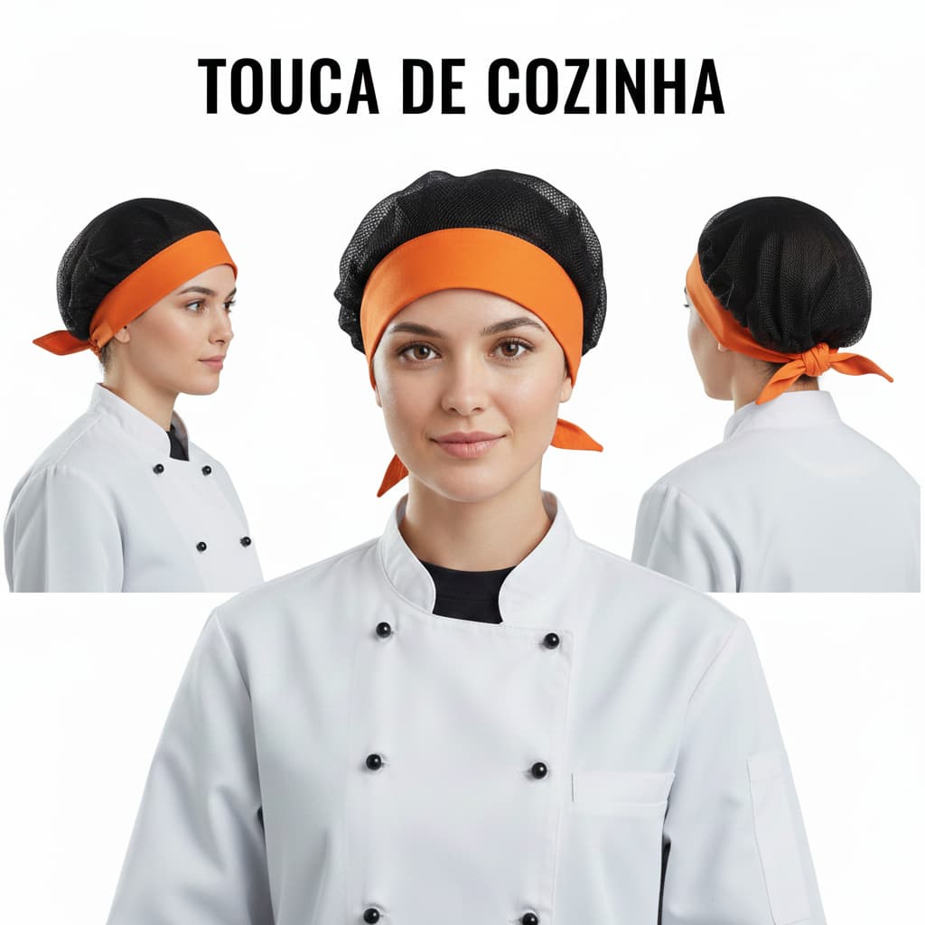 touca de malha com aba laranja resistente profissional