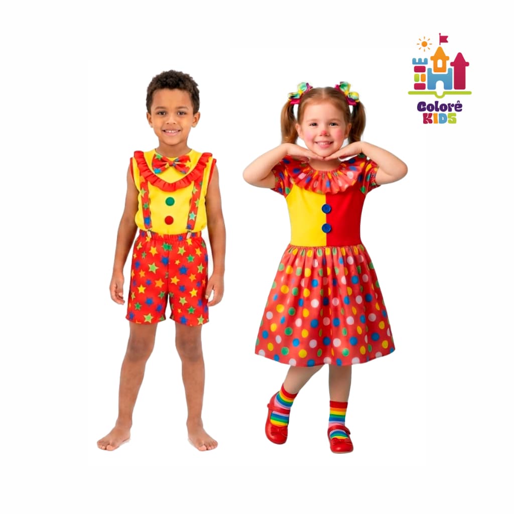 Fantasia Infantil de Palhaço e Palhacinha