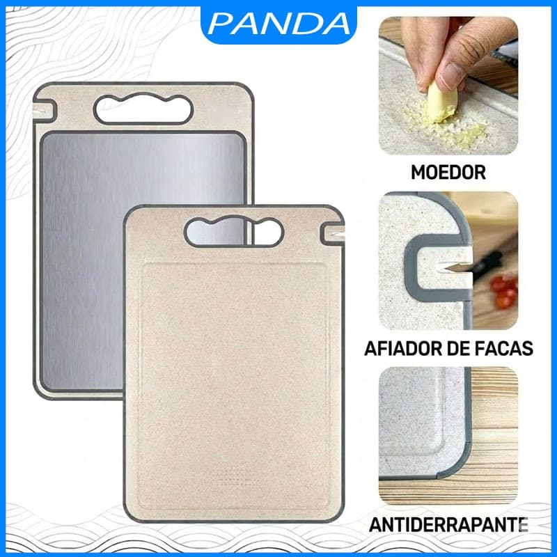 Tábua de Corte Dupla Face Premium de Titânio - Aço Inox de Grau Alimentício para Cozinha e Jantar