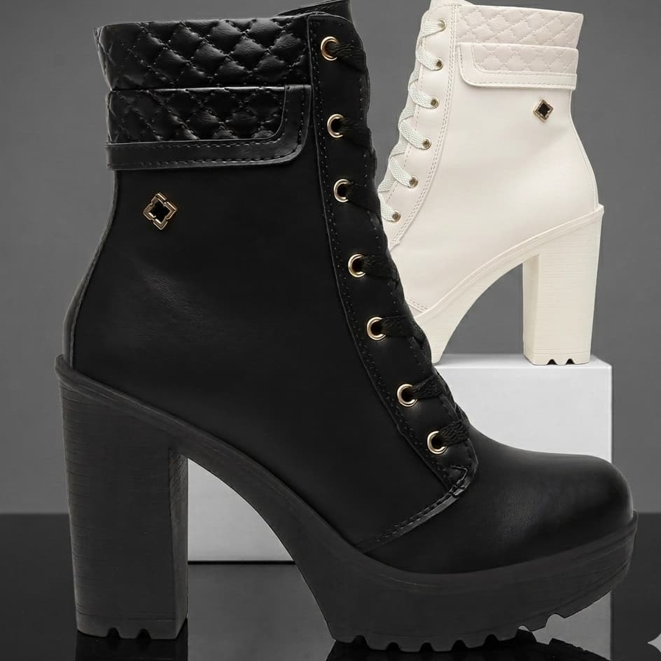 Bota Western Coturno Feminino Salto Bloco alto Confortável tendencia moda Marrom outono inverno