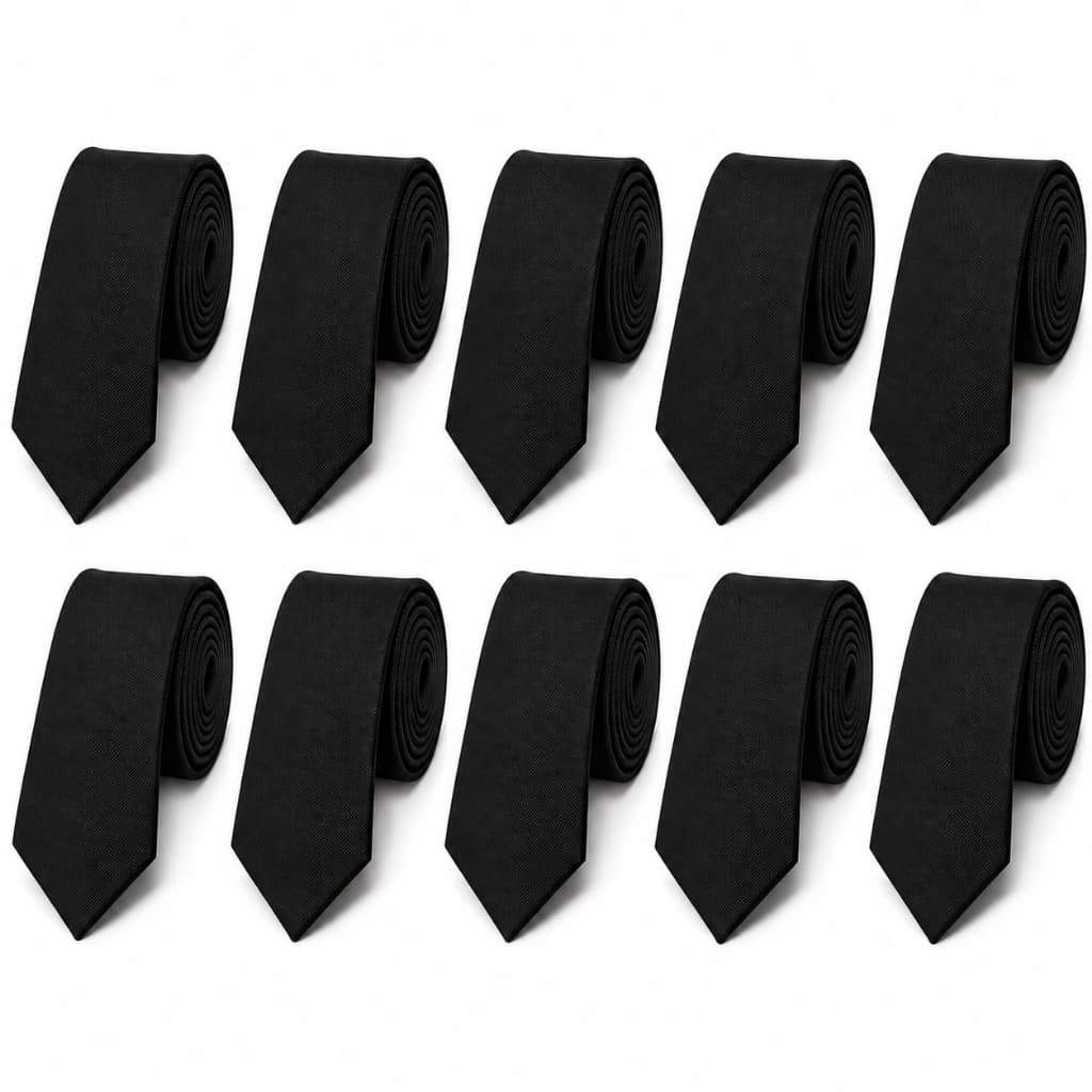 Kit 10 Gravatas Slim Masculinas Lisas Premium – Diversas Cores para Casamento, Trabalho e Eventos