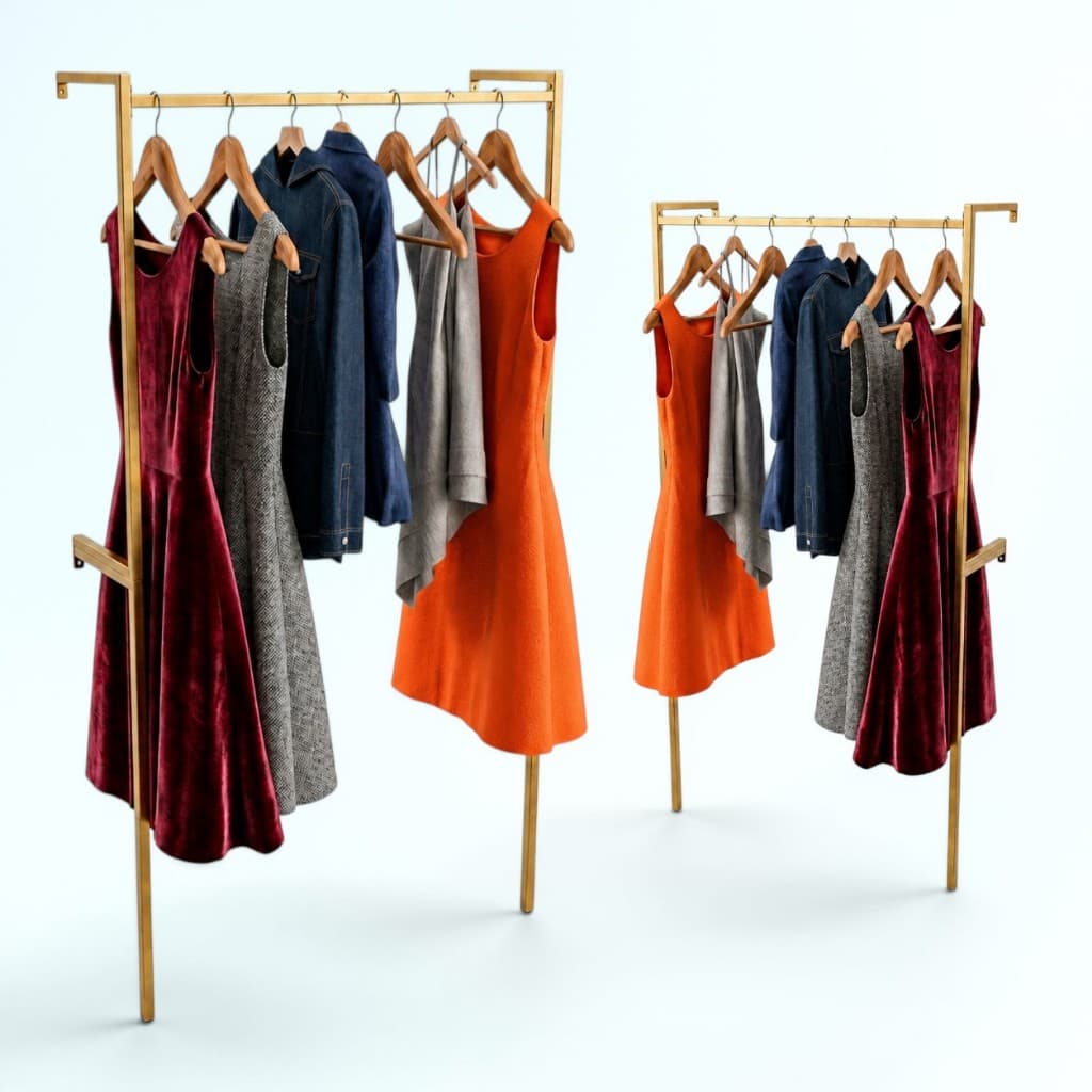 Kit 2 Araras de Roupas 1m Dourada Preta Rosê | Cabideiro Expositor Organizador para Loja e Closet