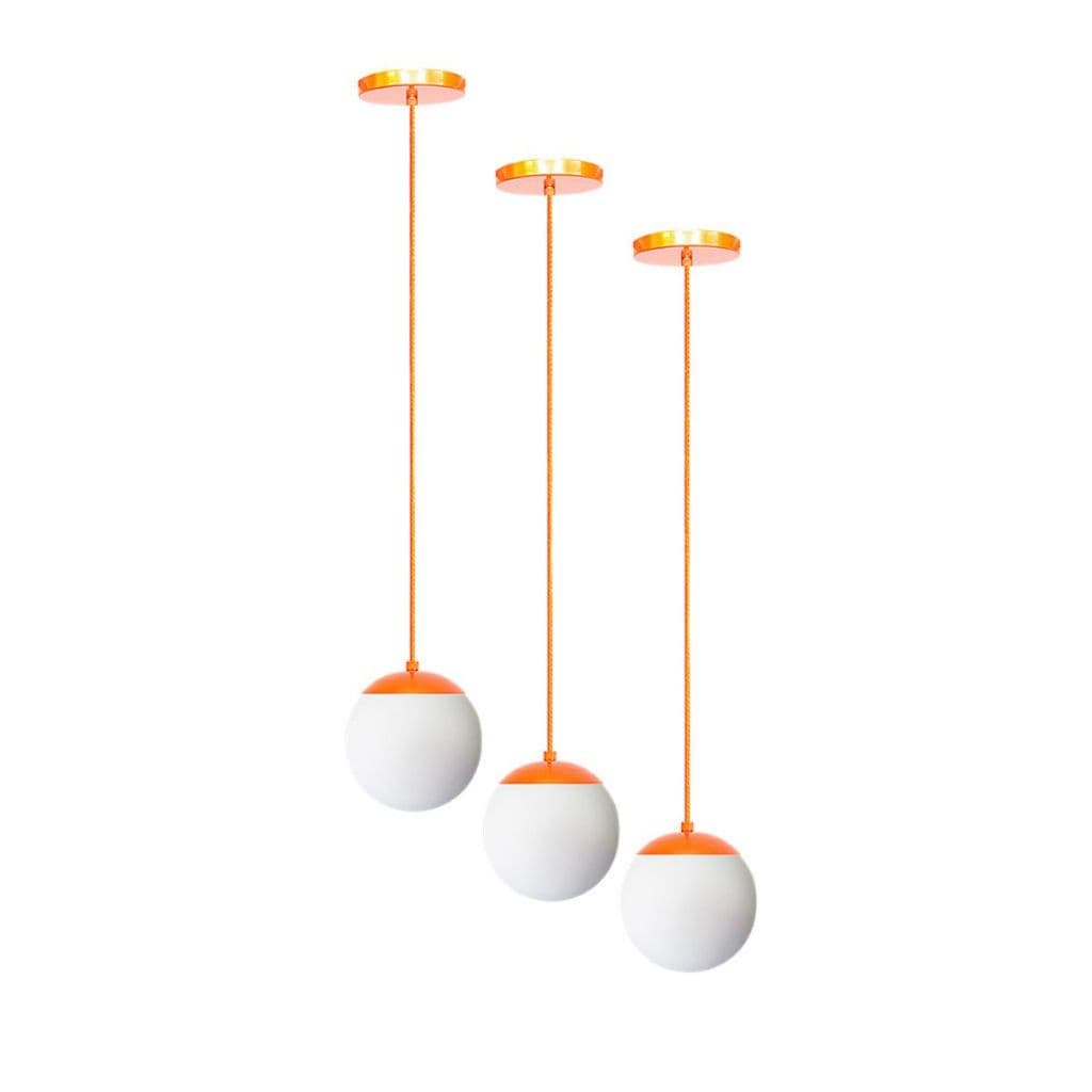 KIT C/3 LUSTRE PENDENTE GLOBO JABUTICABA STUTTGART COBRE