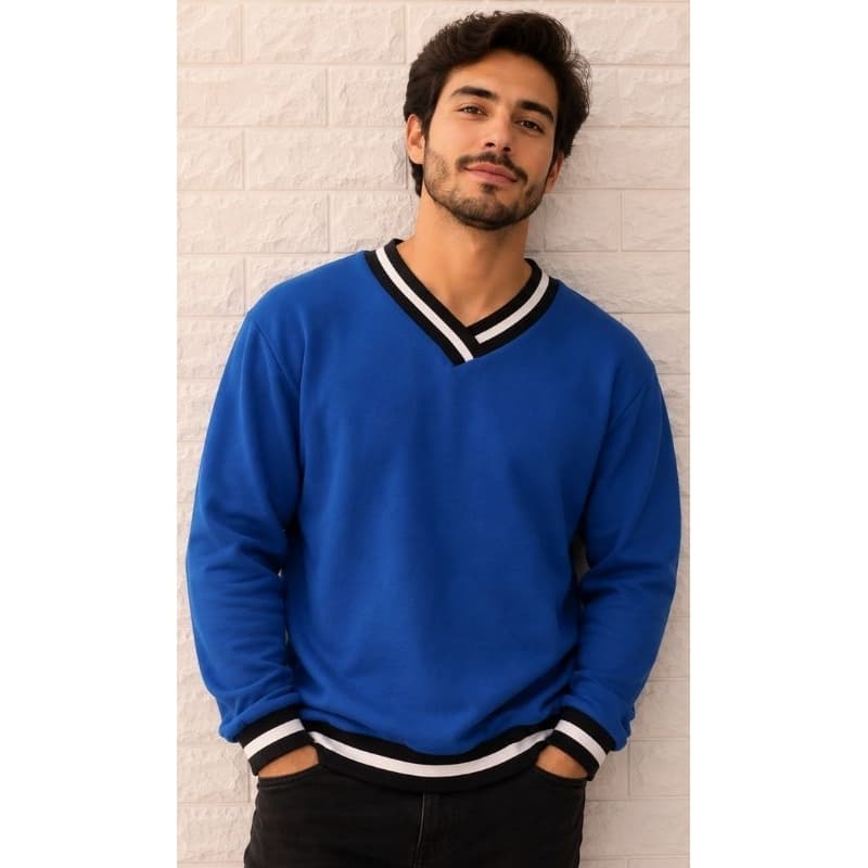 Blusa masculina manga longa gola v flanelada