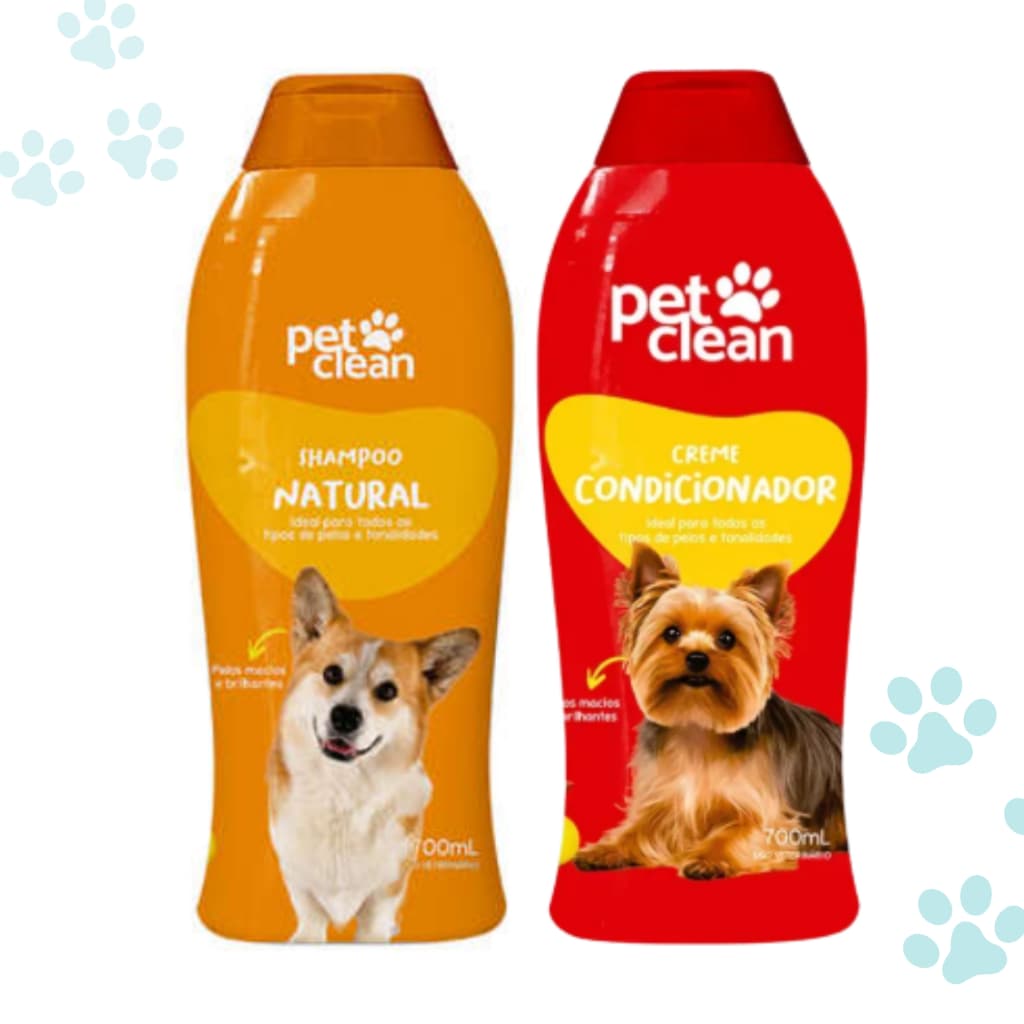 Kit Shampoo + Condicionador Natural Pet Clean 700ml – Para Cães e Gatos
