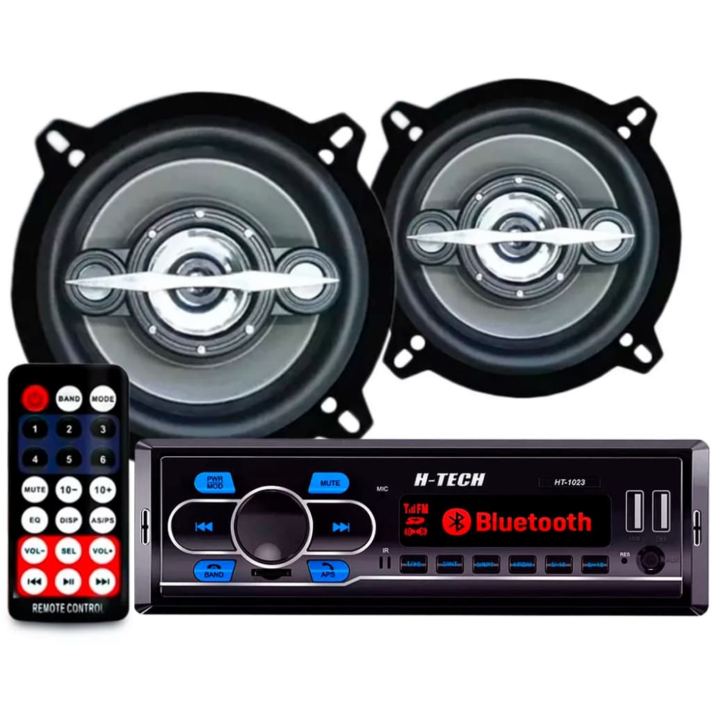 Aparelho Som Carro Mp3 Com Bluetooth Radio Fm Usb + Alto Falante Leson 5 Polegadas Leson