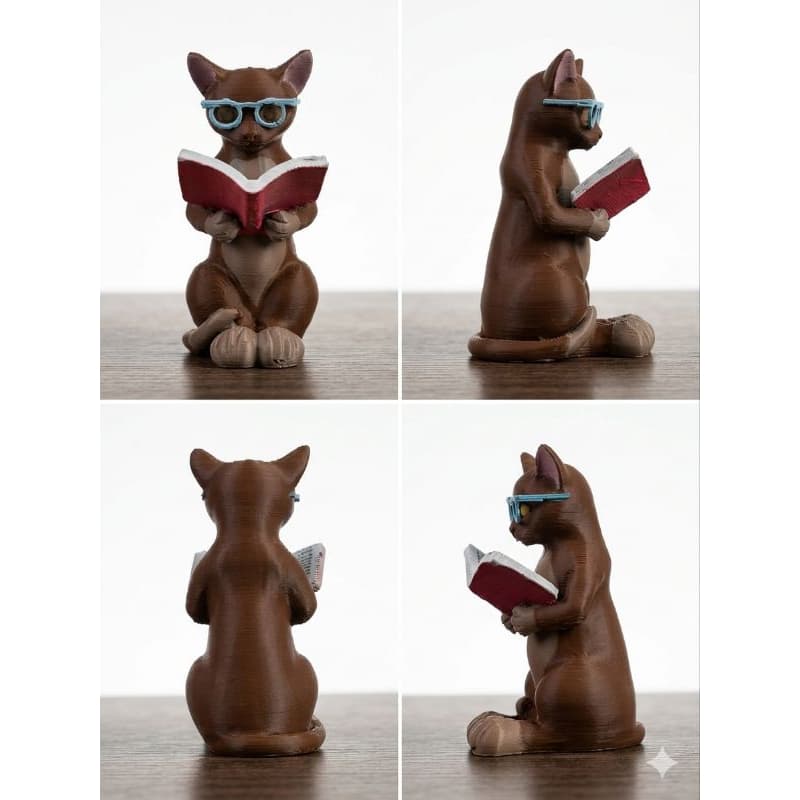 Escultura de Gato Artesanal Pintado a Mão