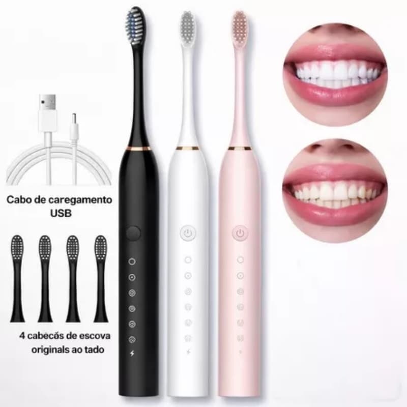 Escova de Dentes Elétrica USB – Recarregável, Compacta e Potente
