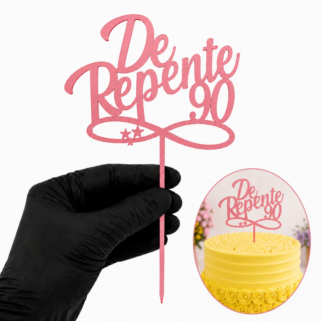 Topo Bolo Topper Acrílico Decoração Festa De Repente Aniversário Decorativo Enfeite