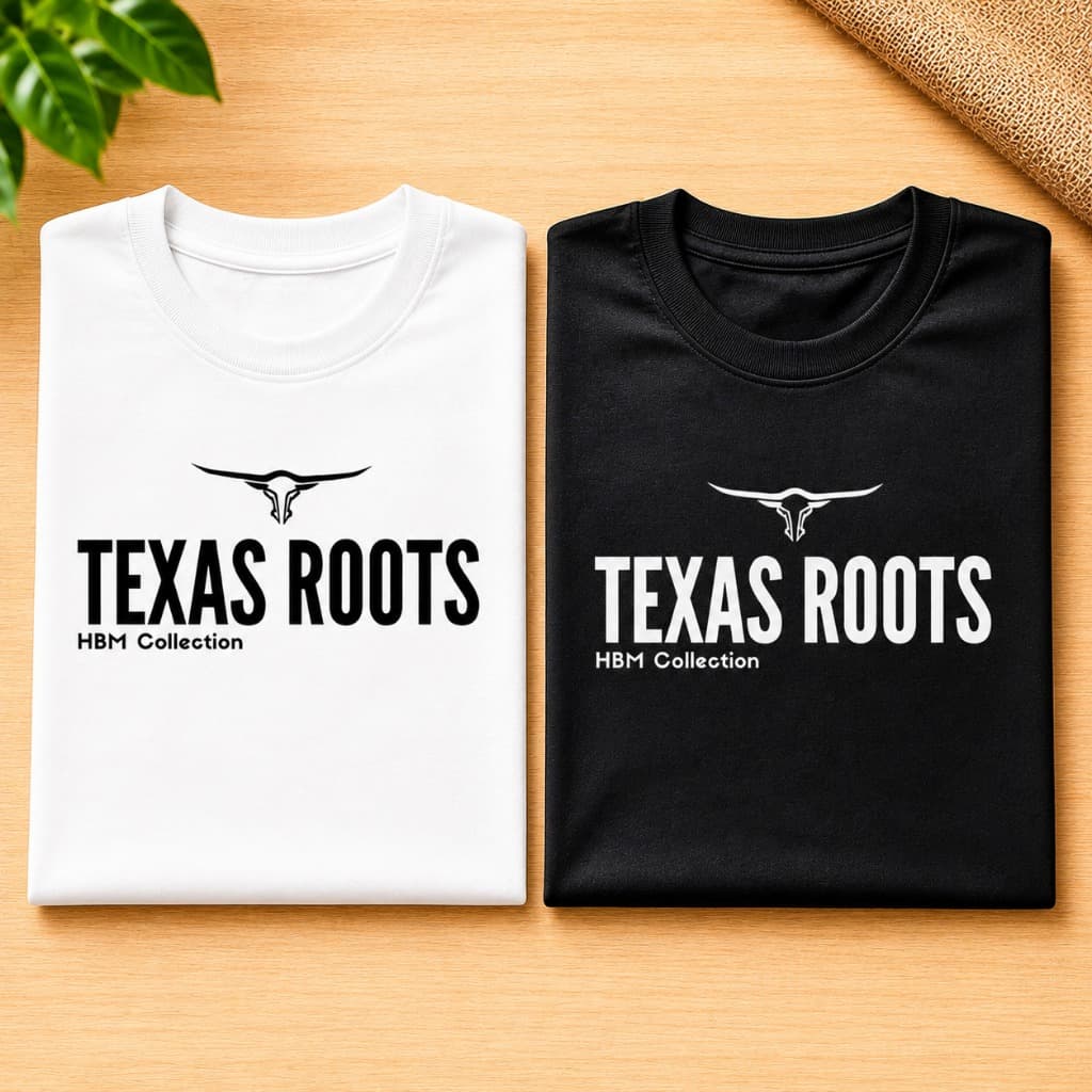Kit 2 Camisetas Masculinas 100% Algodão Confortável Estampada Tx Roots Manga Curta Gola Redonda Dia a Dia Feminina
