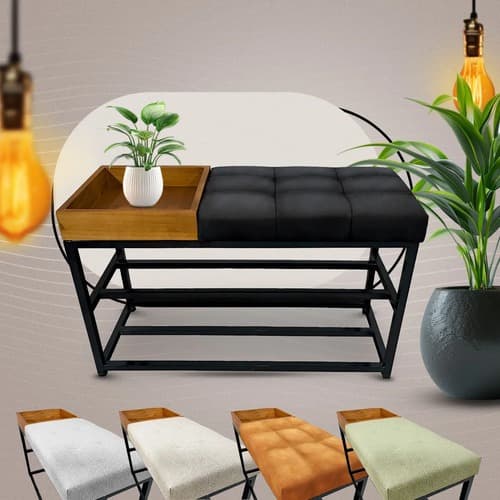 Sapateira Com Assento Banco Hall De Entrada Multiuso 80cm Sem Tela Com Aparador