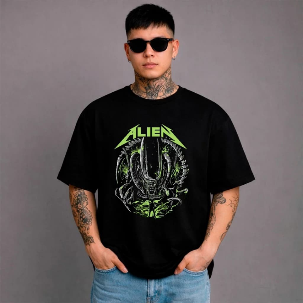 Camiseta Oversized Filme Alien Camisa Unissex 100% Algodão Anos 90 Clássico