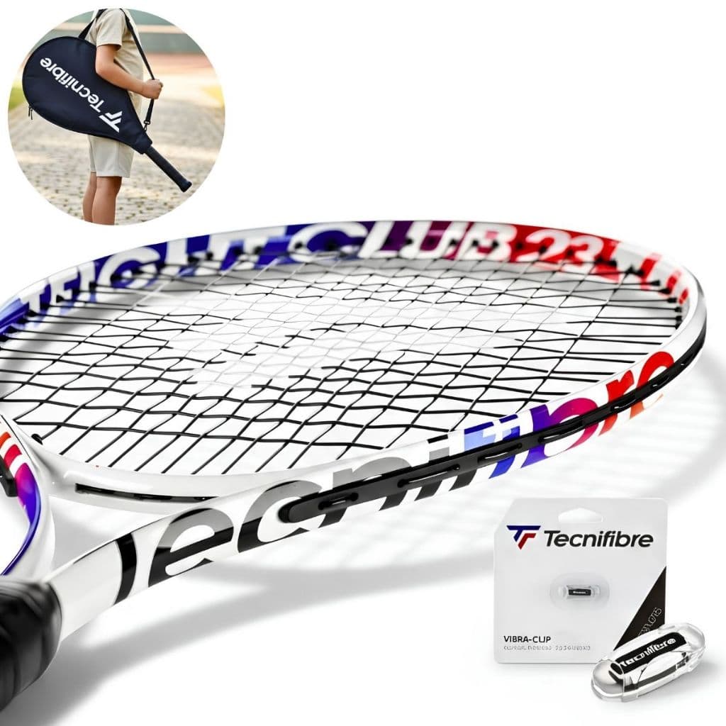 Raquete de Tênis Infantil Juvenil T-Fight Club Leve Confortável Tecnifibre Original + Antivibrador de Raquete