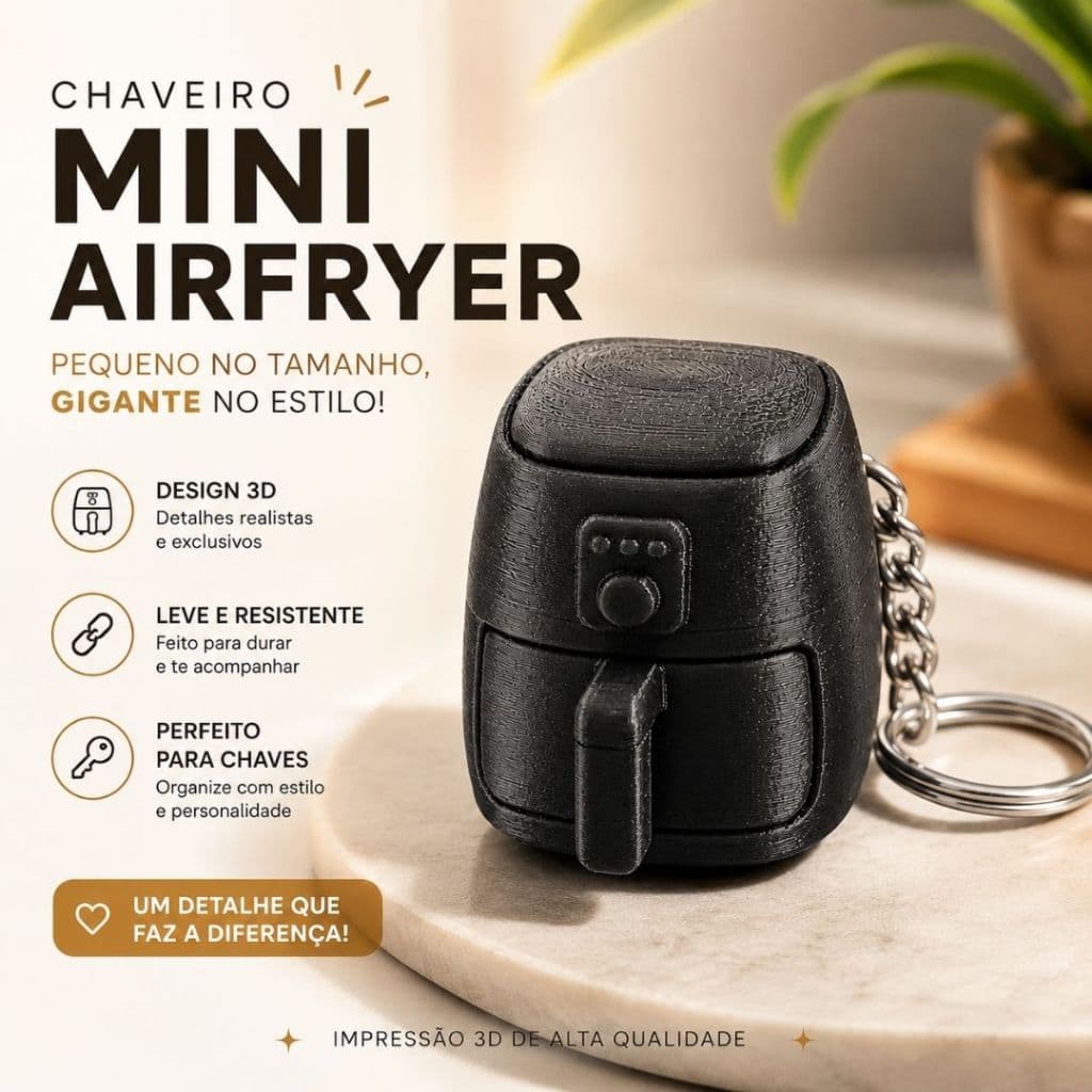 Chaveiro Mini Air Fryer Presente Criativo Engraçado Decoração Mochila Chaves Presente Geek