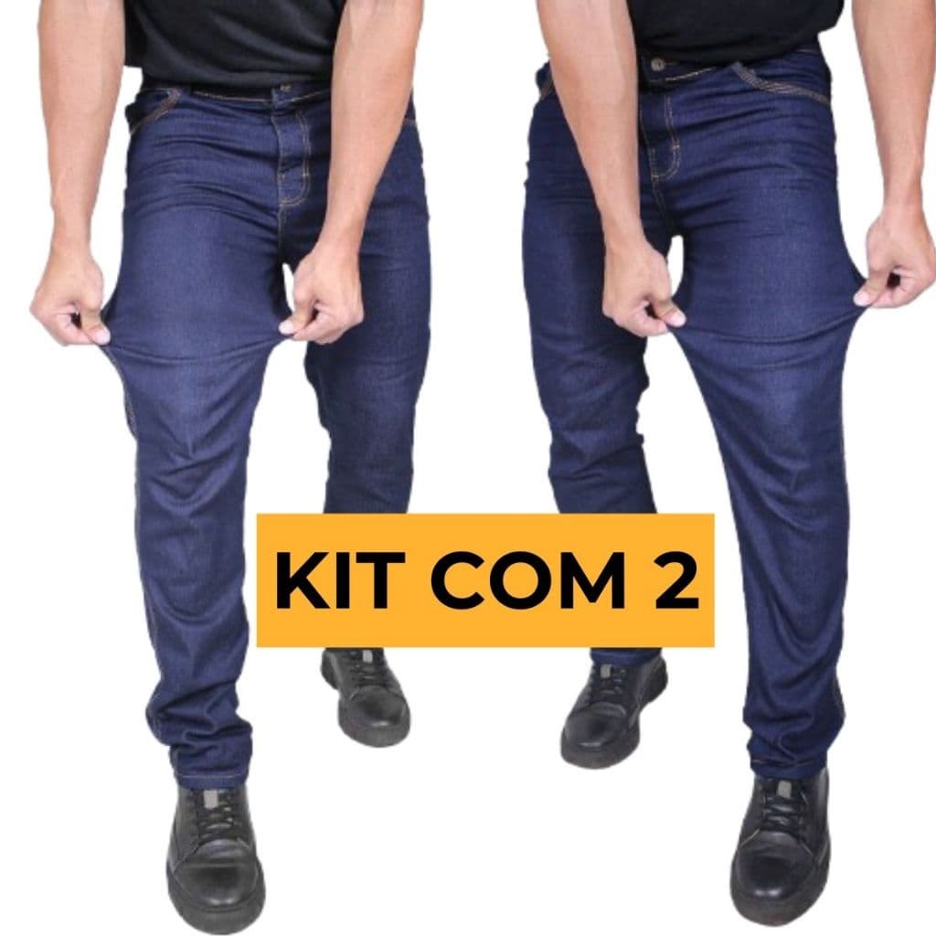 Kit 2 Calças Jeans Masculina Para Trabalho Serviço Reforçada Original Direto da Fábrica Envio Imediato Lycra Elastano