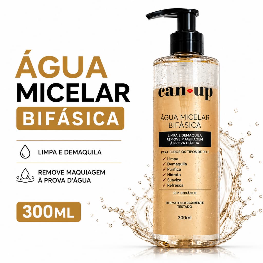 Água Micelar Bifásica 300ml Remove Maquiagem Resistente