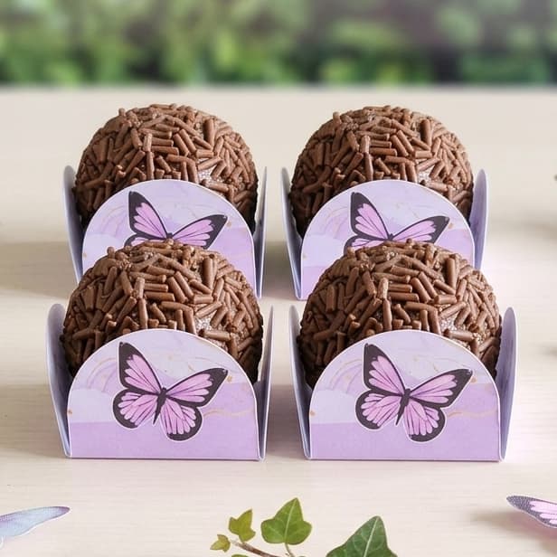 BORBOLETA LILAS Forminhas 4 Pétalas Nº 6 para Doces Docinhos Festa Aniversário