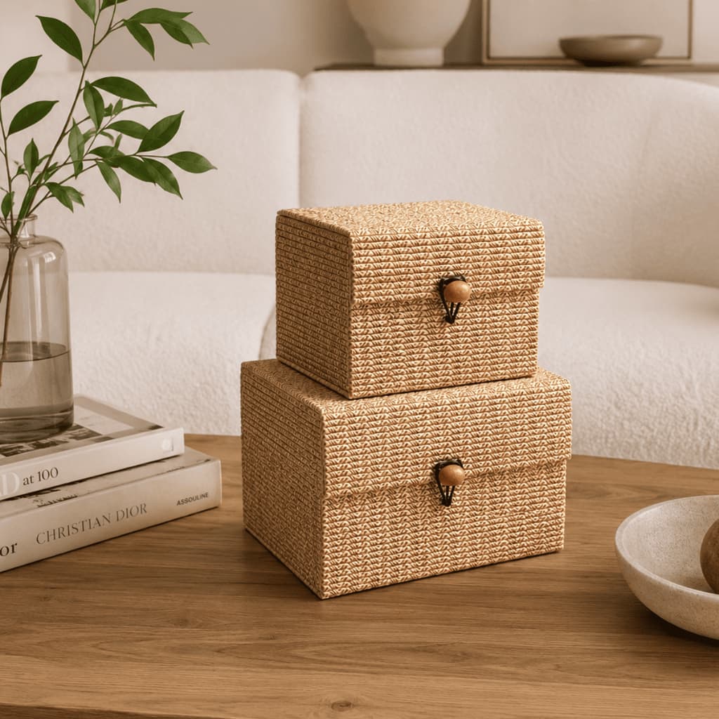 Caixas Decorativas Bambu Madeira Porta Objetos Decoração Sala Estante Escritorio Joias Objetos Controle Lembrancinhas