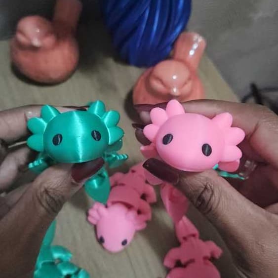 Axolote Articulado 3D Fofinho – Flexível, Decorativo e Colecionável | Diversas Cores