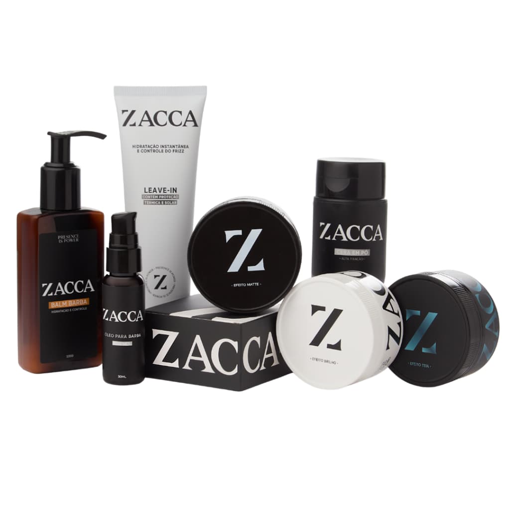 Kit Cabelo E Barba - Zacca - Cera Balm Leave In Oleo Premium