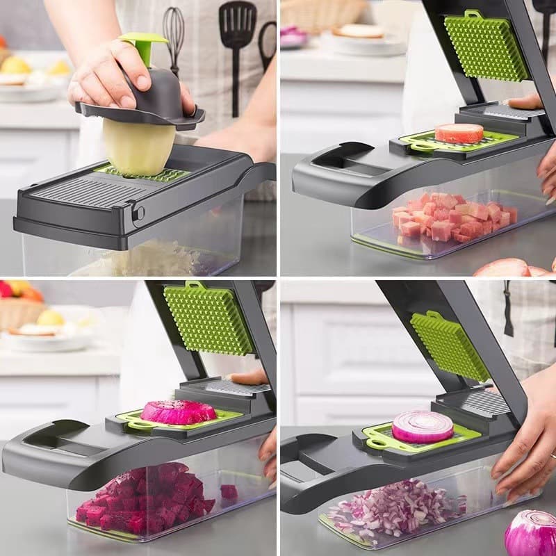 Conjunto de descascador multifuncional 16 em 1 à prova de ferrugem para frutas e legumes com tampa prática