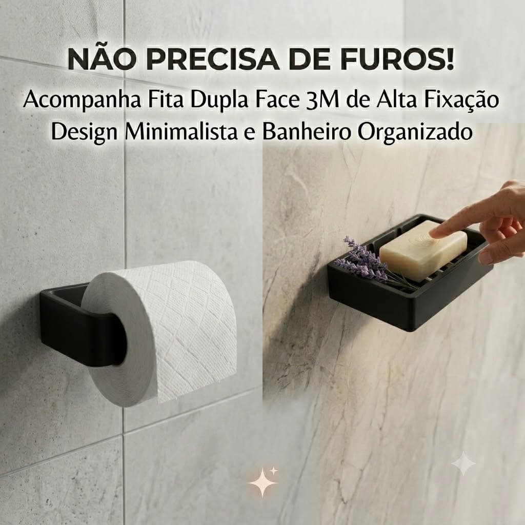 Kit Banheiro: Suporte para Papel Higiênico de Parede com Saboneteira Integrada, Porta Rolo e Porta Sabonete, Ideal para