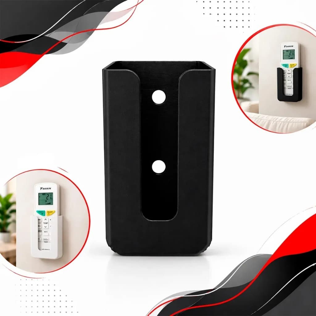 Suporte Porta Controle Remoto de Parede Ar Tv Universal Com Fita 3M Preto