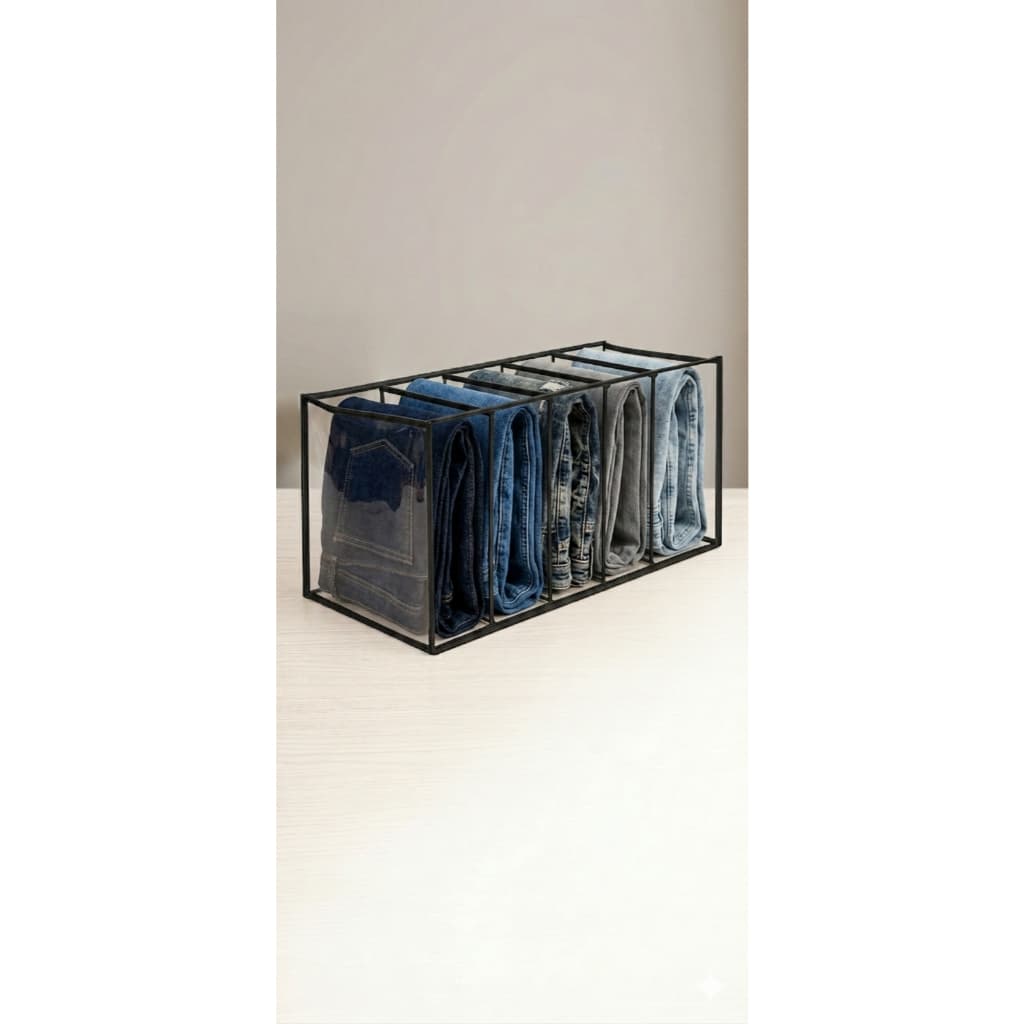 Colmeia Organizadora Sapateira  PVC Cristal 5 Divisórias Estrutura Preta PREMIUM