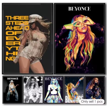 Kit 10 Quadros Decorativos Cantora Beyoncé Decoração Pop