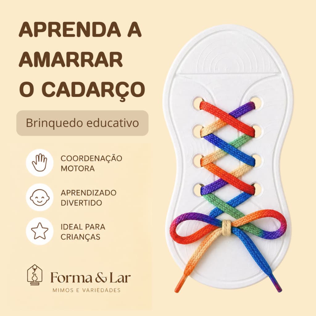 Alinhavo Amarrar Cadarço Montessori Coordenação Motora Fina Brinquedo Educativo Infantil TEA AI KIDS