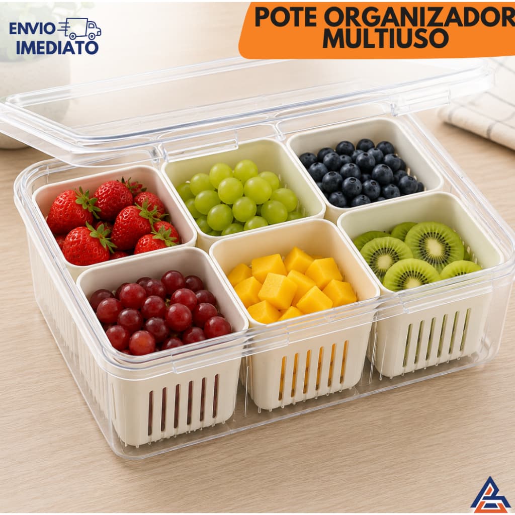Pote Organizador de Geladeira Armario Cozinha Com Tampa  Armazenamento Vegetais Legumes Tempero