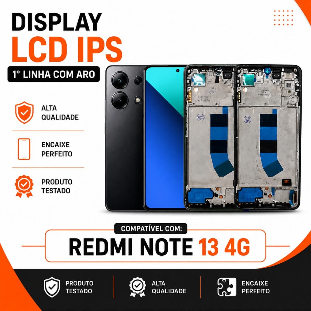 Tela Redmi Note 13 4G Display LCD IPS 1° Linha Com Aro Frontal Modulo Chassi Full HD Sem Digital