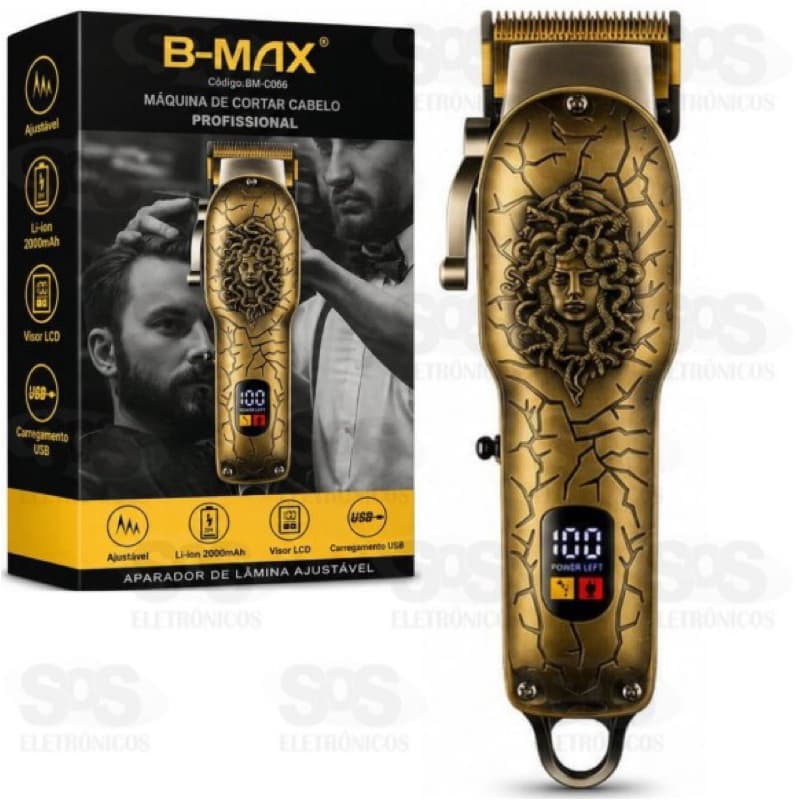 Máquina De Cortar Cabelo E Barba Dourada Medusa Profissional Recarregável