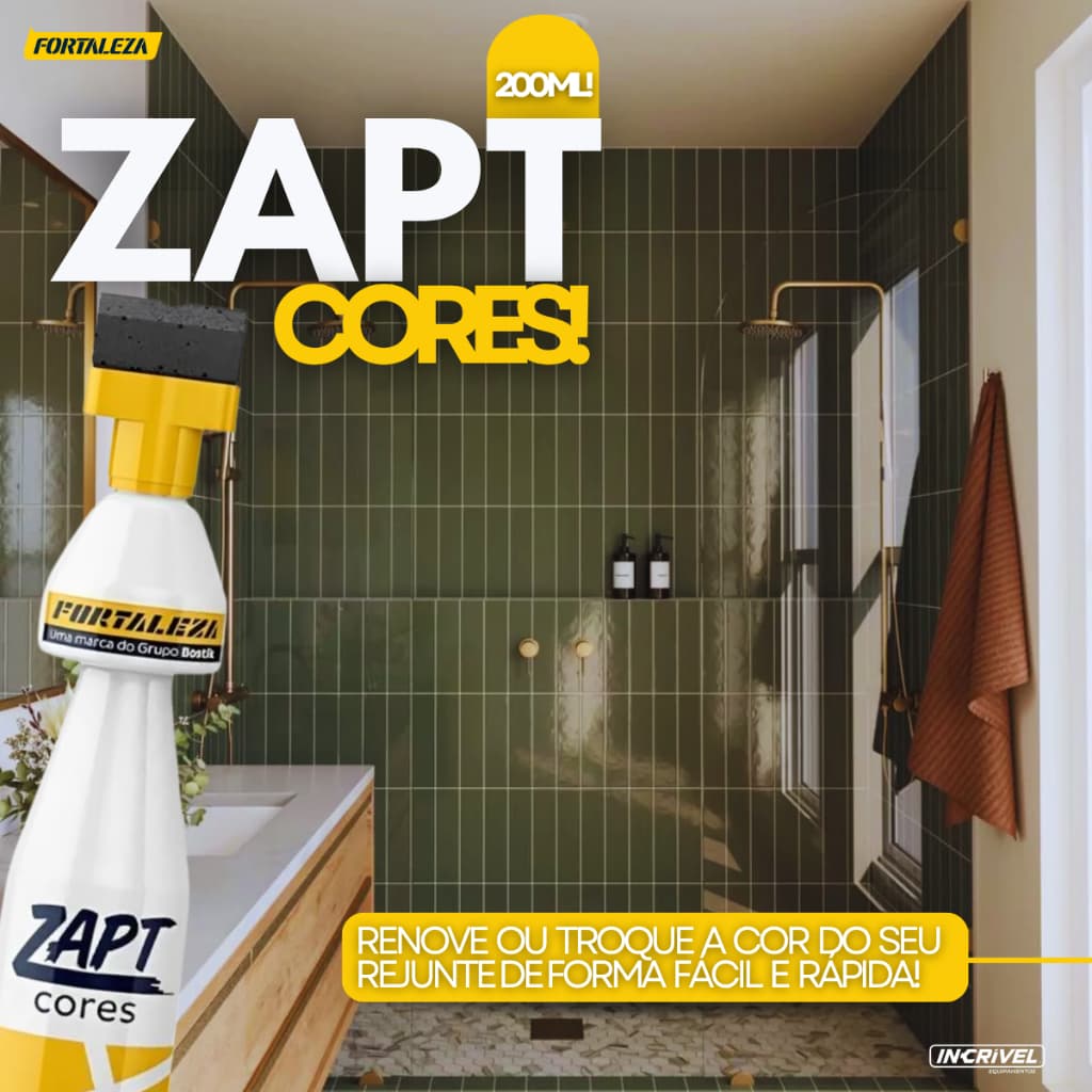 Tinta Rejunte Zapt Cores 200ML Maior Cobertura Pisos Paredes Porcelana Banheiros Cozinhas Fortaleza Chão
