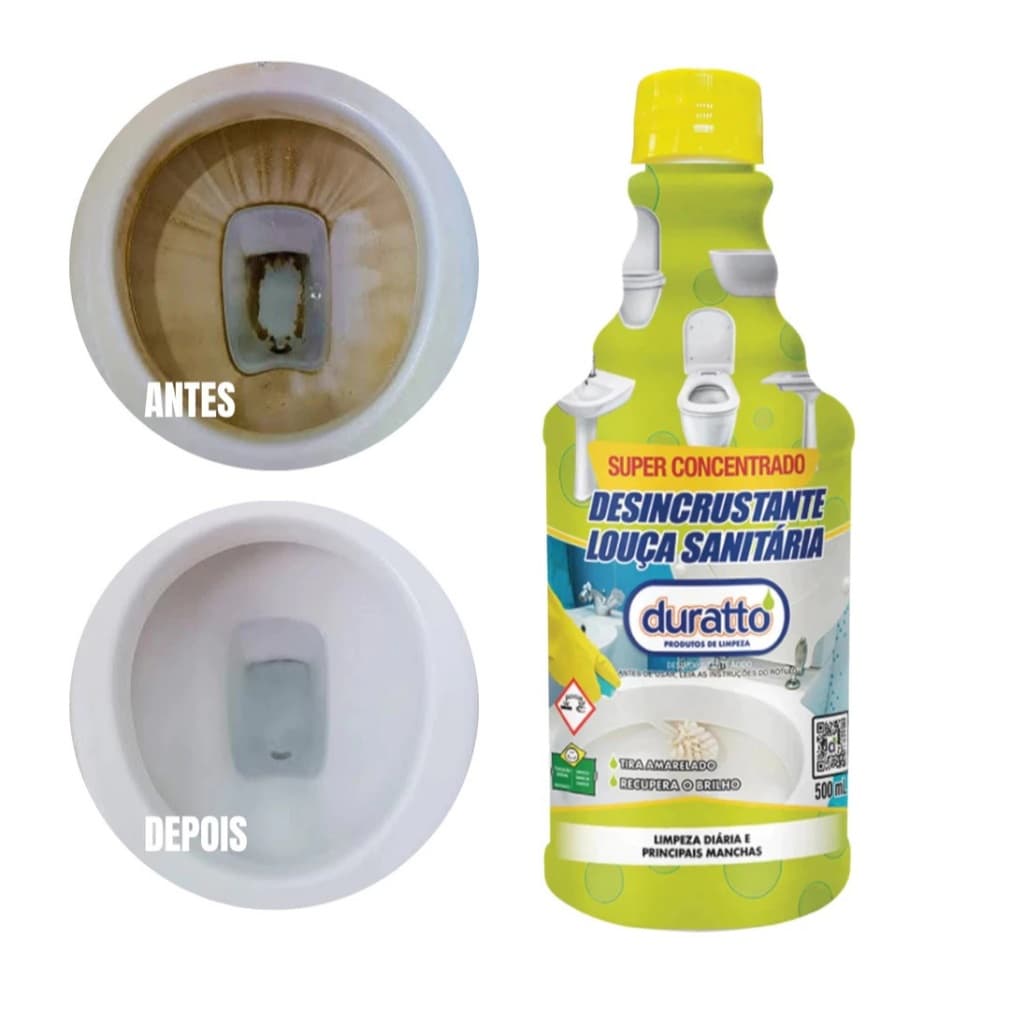 Desincrustante Sanitário Duratto 500ml - Vaso Amarelado - Box/Cloro Gel/ Rejunte Duratto