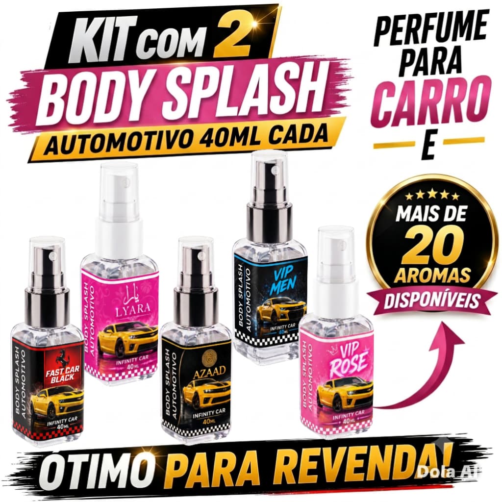 Kit 2 Body Splash Automotivo 40ml Cheirinho Para Carro Revenda Atacado Renda Extra, Longa Duração