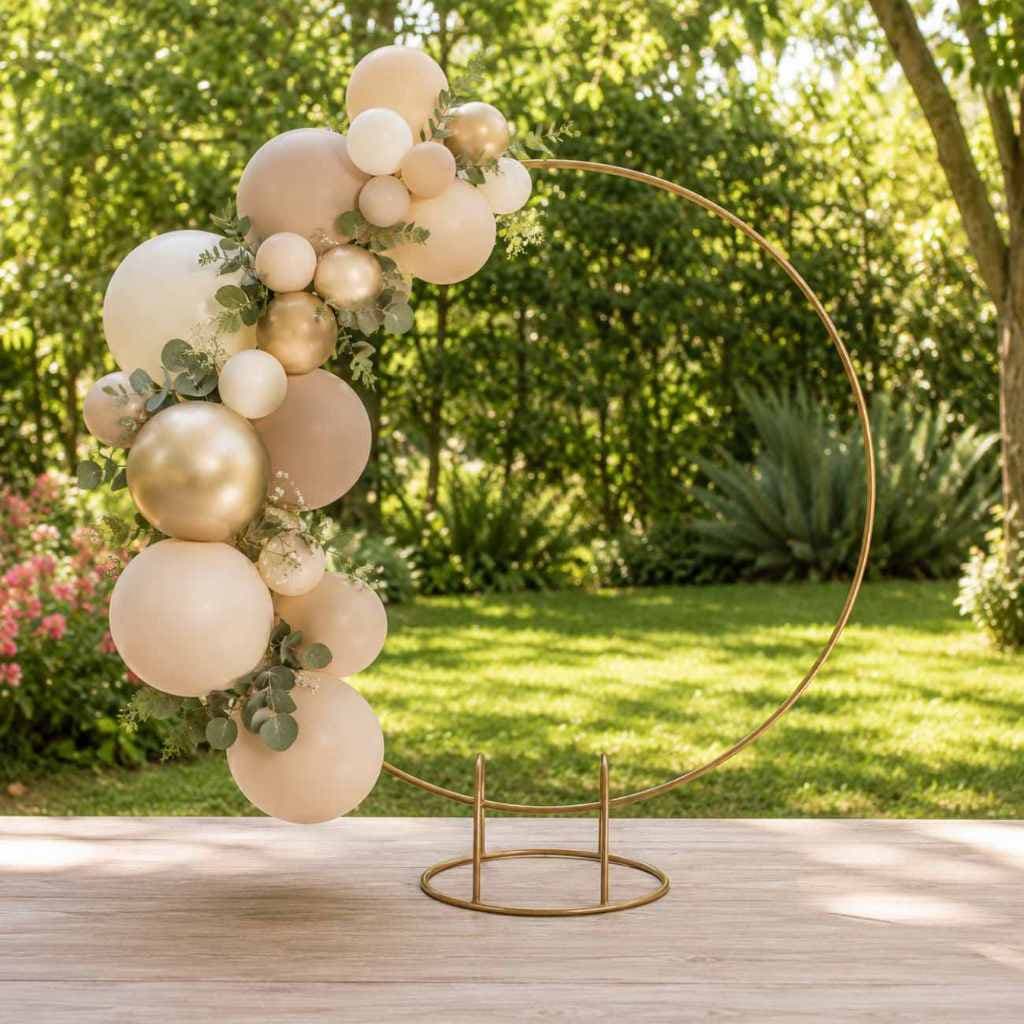Arco Redondo Decorativo Dourado Para Festa Balões
