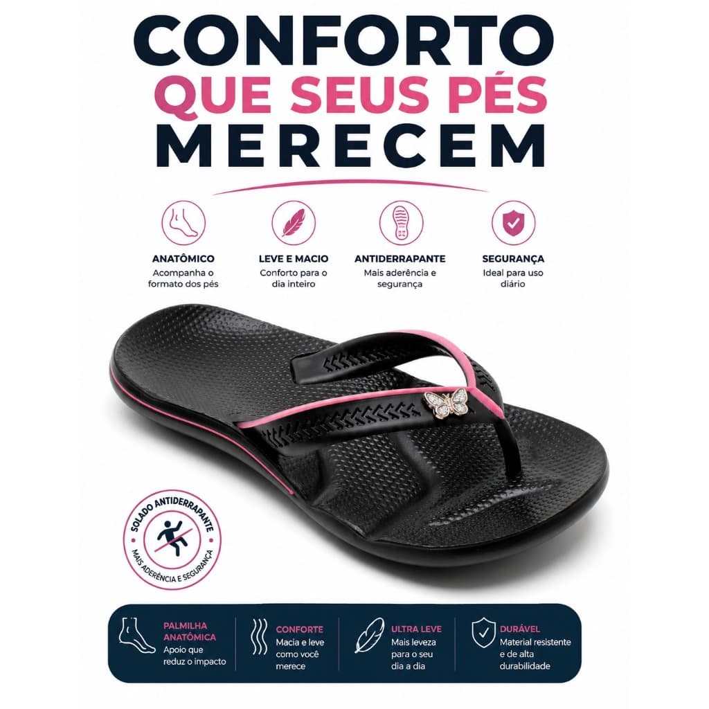 Chinelo Feminino Anti-impacto Alcalay Anti-derrapante Macio