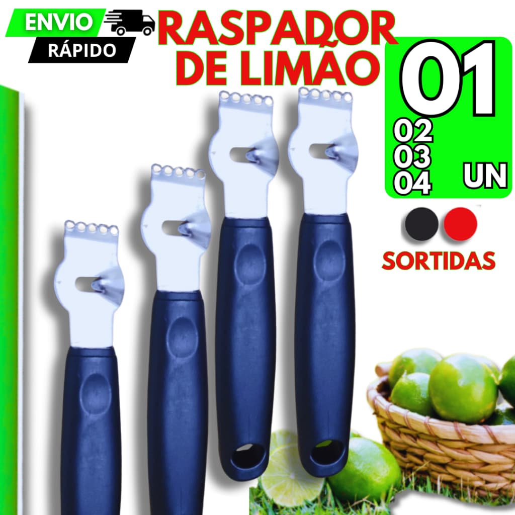 4/3/2/1 Raspador Descascador Ralador Raspas Zest Limão Laranja Aço Inox p/ Drinks Linha Black