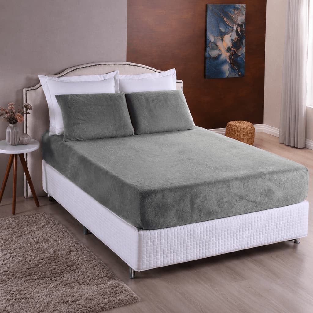 Jogo de Lençol Plush Com Elástico Pelúcia Inverno Quente Macio Para Cama Solteiro\Casal\Queen\King
