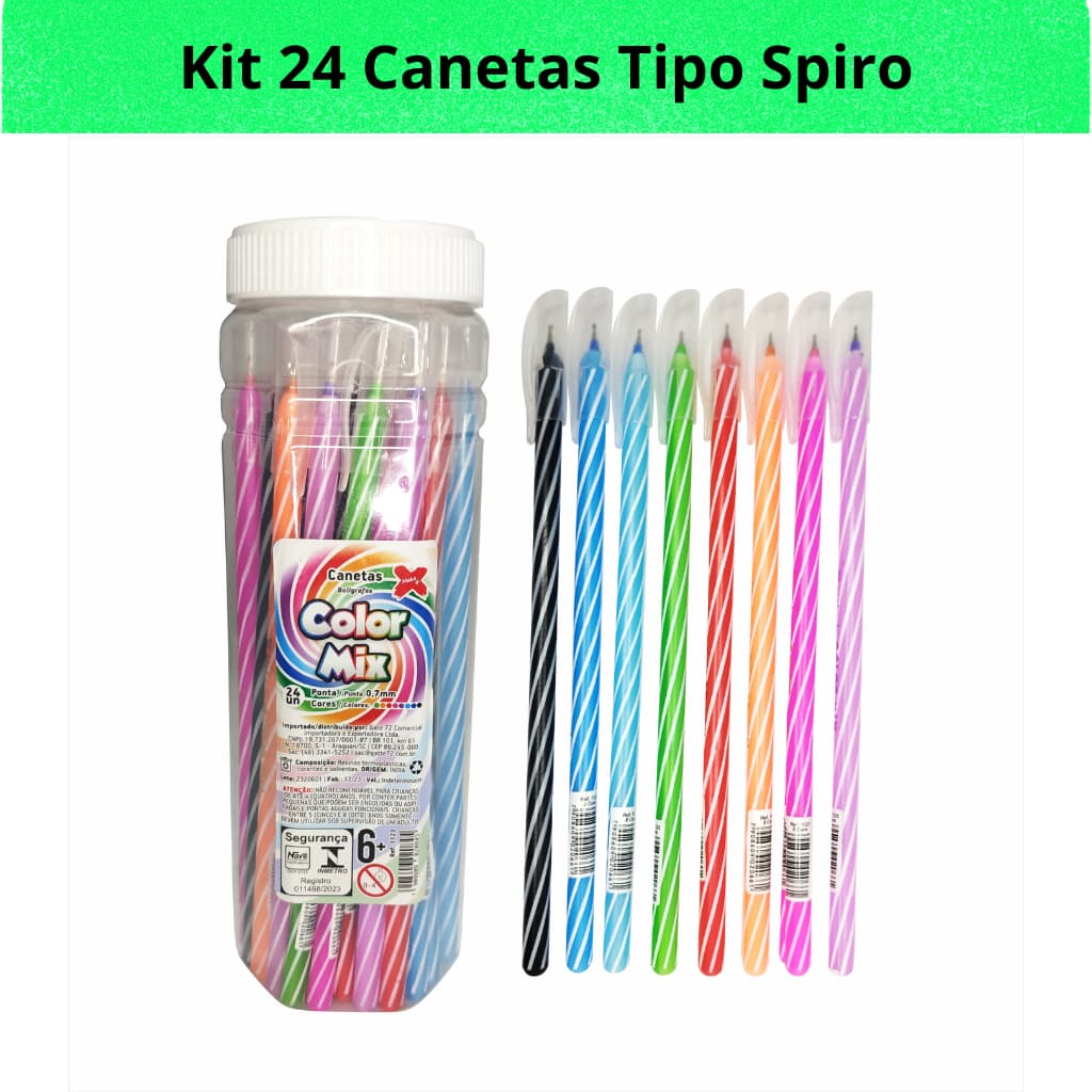 Kit 24 Canetas Coloridas 0.7mm Make+ No ATACADO Tipo Spiro Macia Ponta Agulha