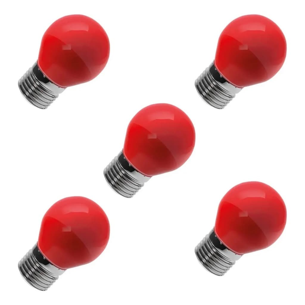 Kit 5 Lâmpada Led Bolinha Vermelha 1w E27 Bivolt Luminatti