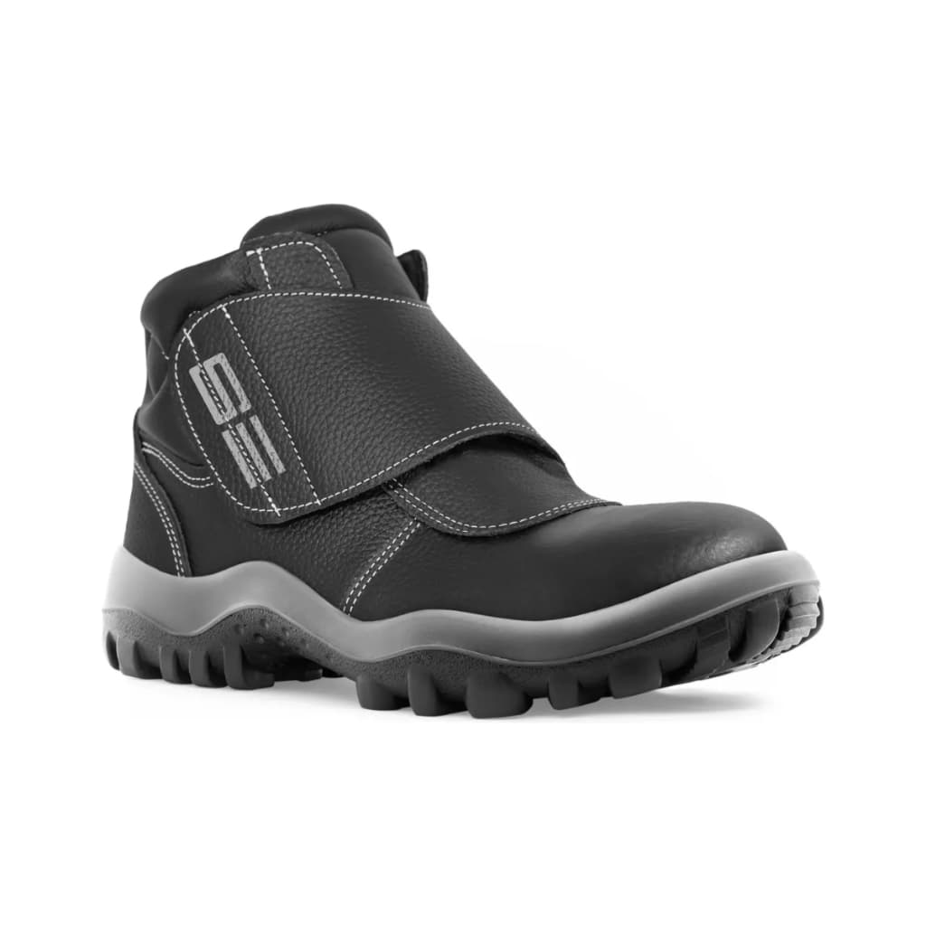 Bota Botina Miura Velcro Preta Safetline Couro Pvc Nobuck Ca 12783