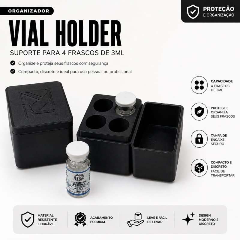 Estojo Porta Ampola Tizer 4 Frascos 3ml Caixa Organizadora Premium - Preto