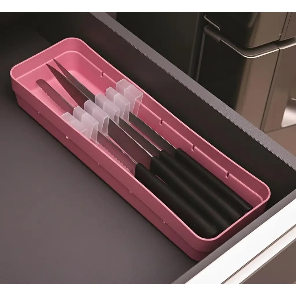 Suporte para Facas Organizador de Gaveta  Divisórias Facas Porta Faca Talher Ou Ol800 Rosa OU